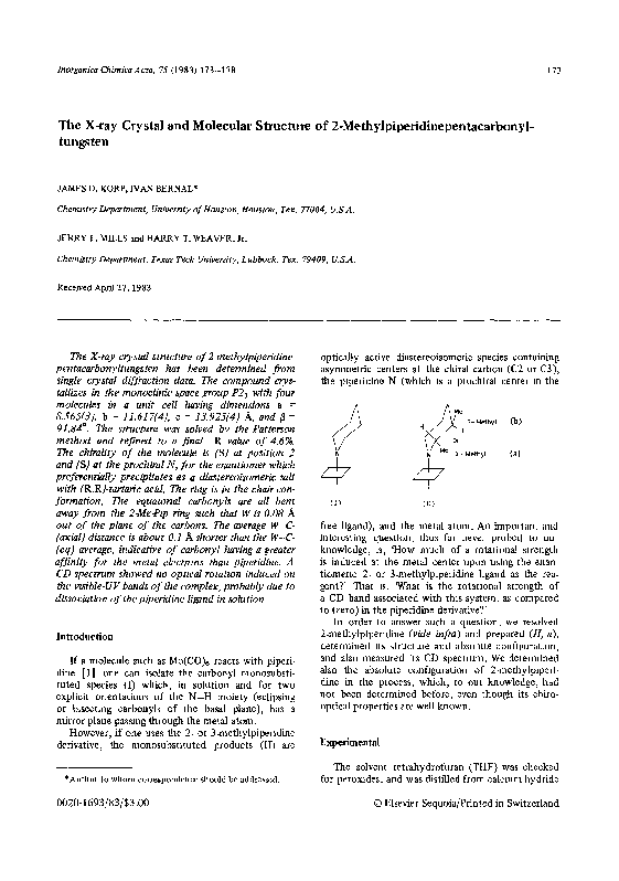 PDF The X ray Crystal And Molecular Structure Of 2