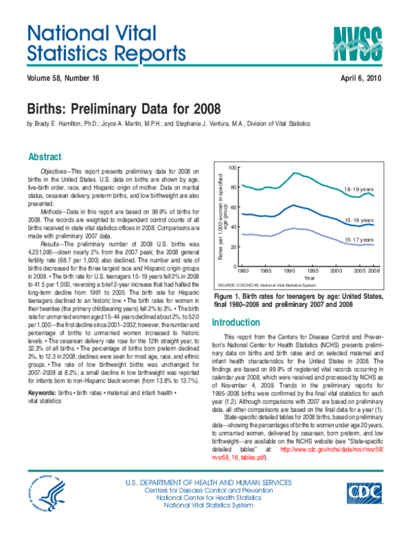(PDF) Births: Preliminary Data for 2008