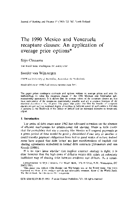 (PDF) The 1990 Mexico and Venezuela recapture clauses: An application ...