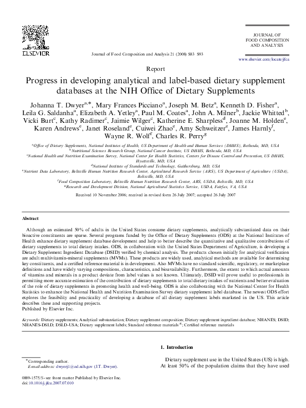 (PDF) Progress in developing analytical and labelbased dietary
