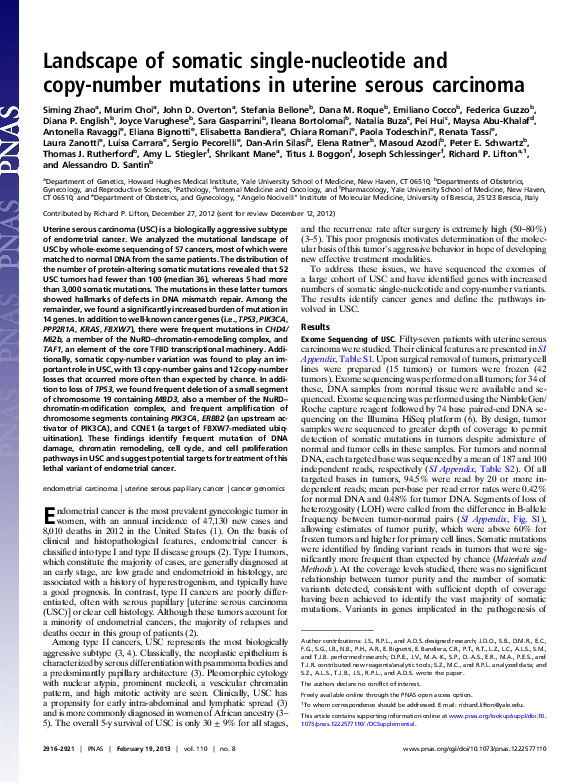 (PDF) Landscape of somatic single-nucleotide and copy-number mutations ...