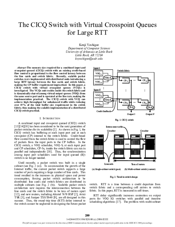 (PDF) The CICQ Switch with Virtual Crosspoint Queues for Large RTT