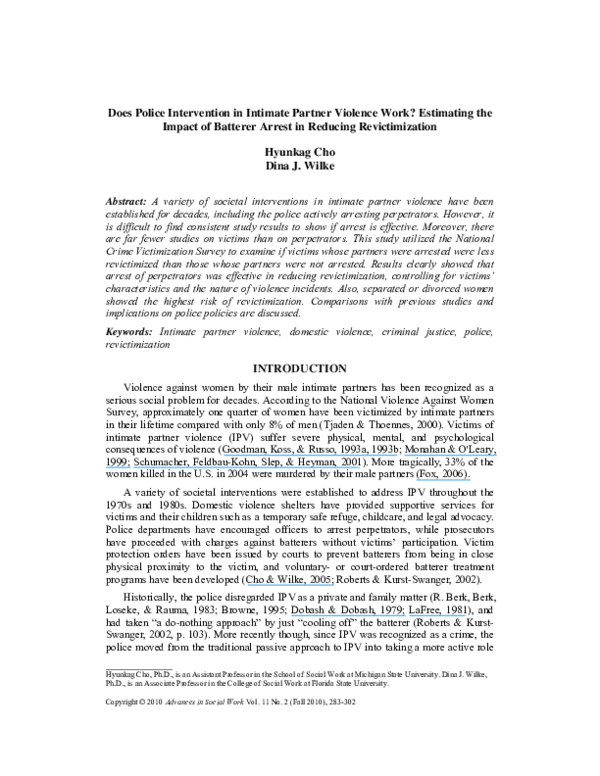 (PDF) Does police intervention in intimate partner violence work ...
