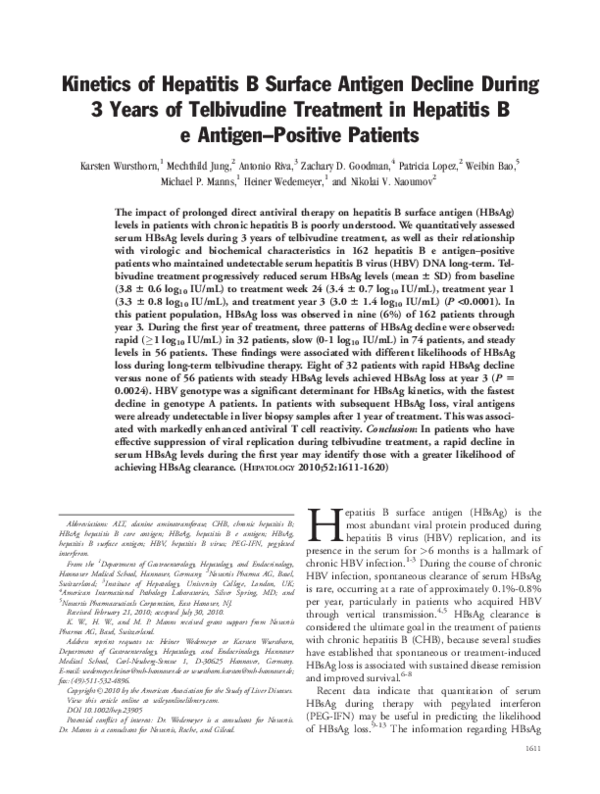 (PDF) Kinetics of hepatitis B surface antigen decline during 3 years of ...