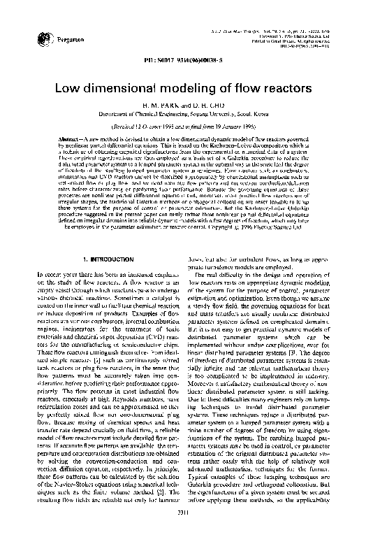 (PDF) Low dimensional modeling of flow reactors