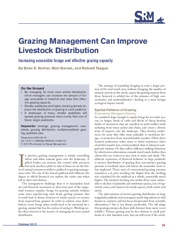 (PDF) Grazing Management Can Improve Livestock Distribution Increasing