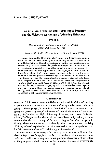 (PDF) Risk of visual detection and pursuit by a predator and the ...