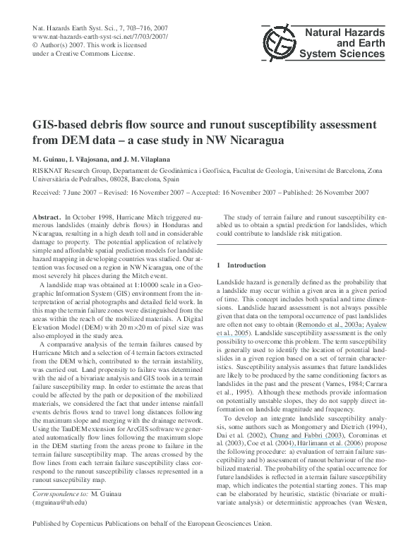 (PDF) GIS-based debris flow source and runout susceptibility assessment ...