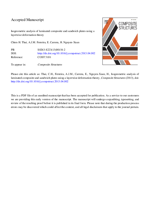 (PDF) Isogeometric analysis of laminated composite and sandwich plates