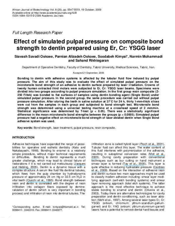 (PDF) Tensile bond strength of a flowable composite resin to ERYAG