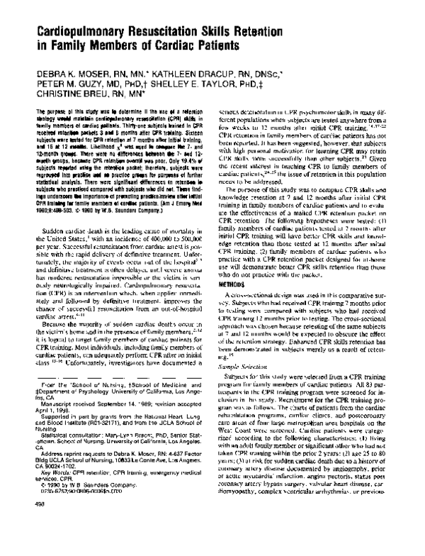 (PDF) Cardiopulmonary resuscitation skills retention in family members ...