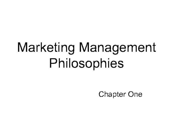 (PDF) Marketing Management Philosophies