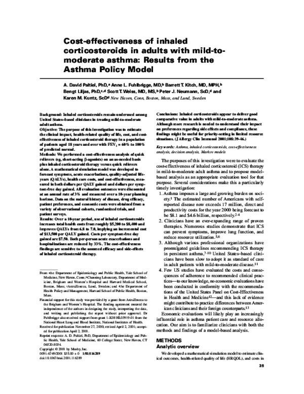 (PDF) Cost-effectiveness of inhaled corticosteroids in adults with mild ...