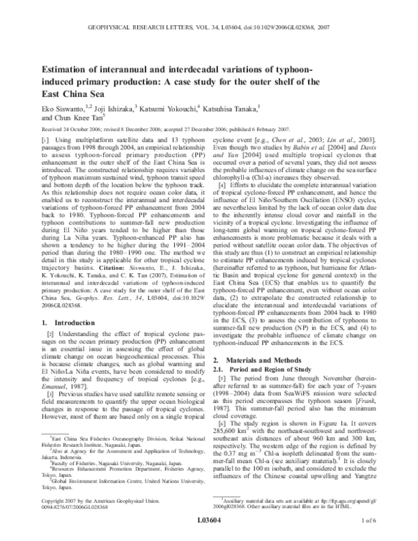 (PDF) Estimation of interannual and interdecadal variations of typhoon ...