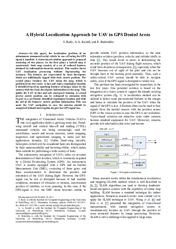 (PDF) A hybrid localization approach for uav in gps denied areas