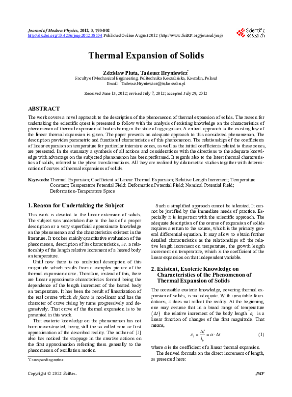 (PDF) Thermal Expansion of Solids