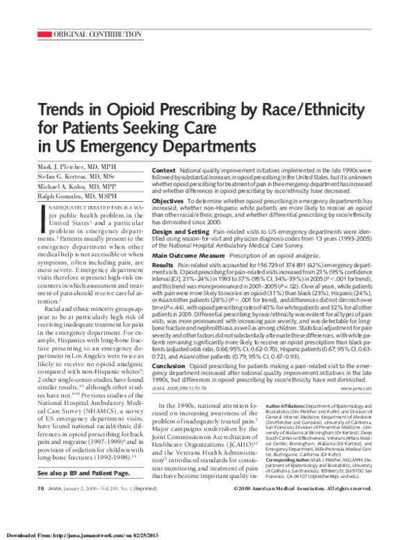 (PDF) Trends in Opioid Prescribing by Race/Ethnicity for Patients ...