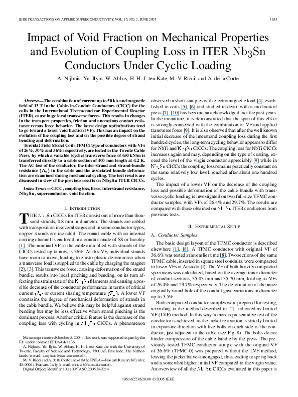 (PDF) Impact of void fraction on mechanical properties and evolution of coupling loss in ITER