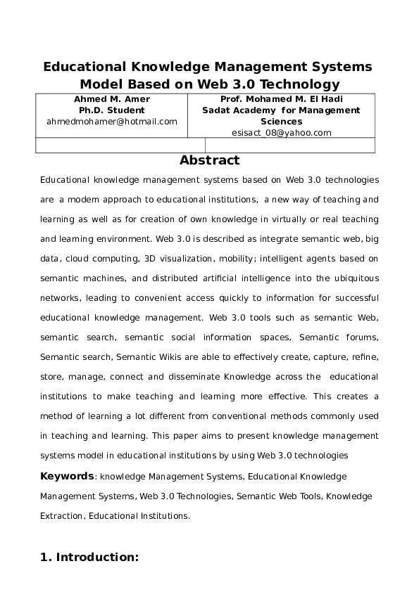 (DOC) Educational Knowledge Management Systems Model Based on Web 3.0 ...