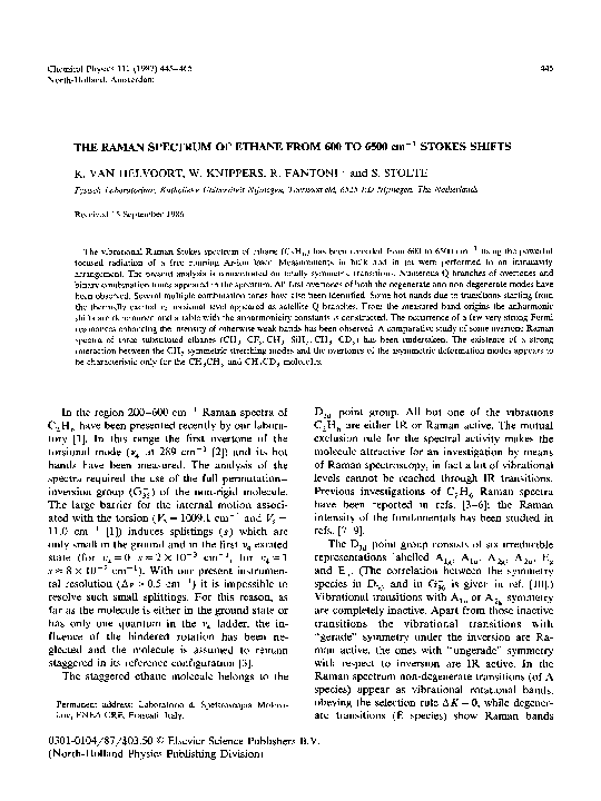 (PDF) The Raman spectrum of ethane from 600 to 6500 cm−1 stokes shifts