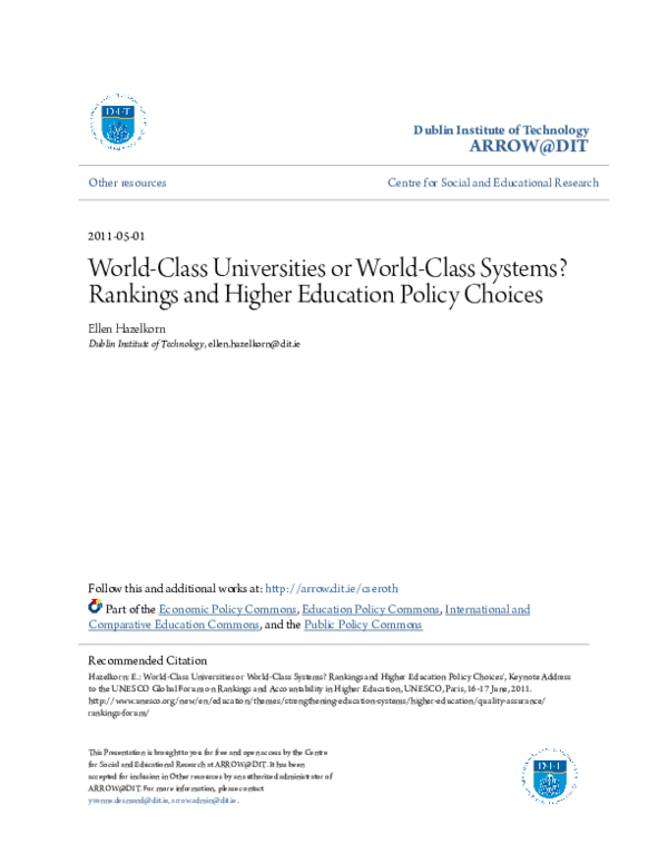 (PDF) World-Class Universities or World-Class Systems? Rankings and ...