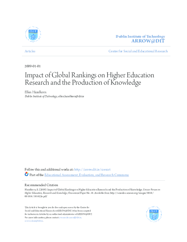 (PDF) Impact of Global Rankings on Higher Education Research and the ...