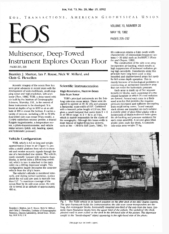 (PDF) Multisensor, deep-towed instrument explores ocean floor