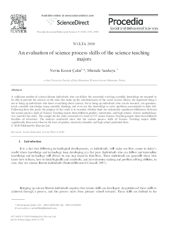 (PDF) An evaluation of science process skills of the science teaching ...