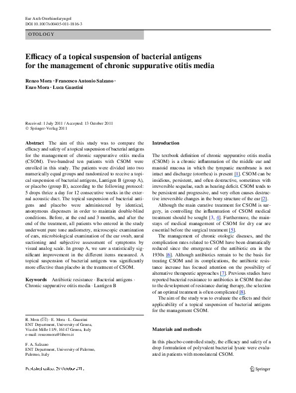 (PDF) Efficacy of a topical suspension of bacterial antigens for the