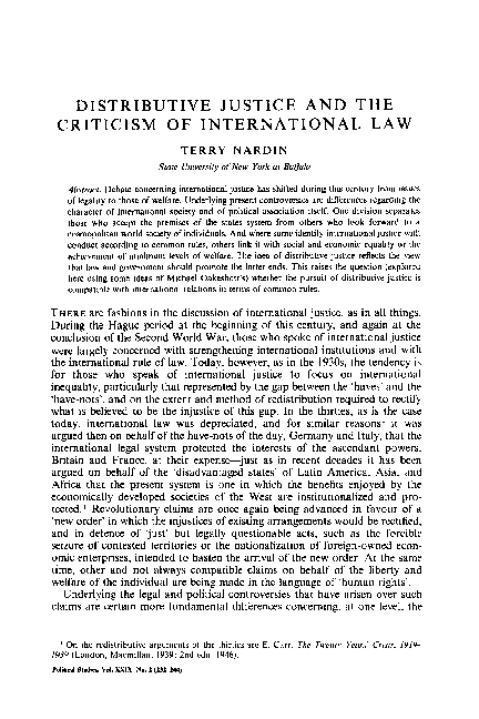 (PDF) Distributive Justice and the Criticism of International Law