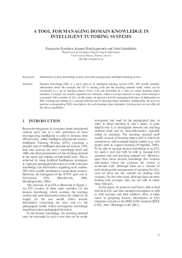 (PDF) A Tool for Managing Domain Knowledge in Intelligent Tutoring Systems