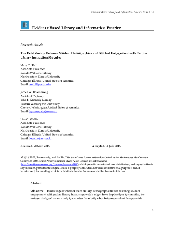 (PDF) The Relationship Between Student Demographics and Student ...