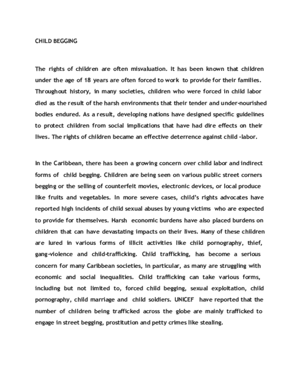 Child begging essay image