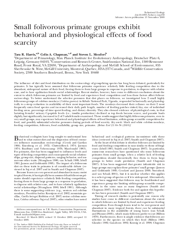 (PDF) Small folivorous primate groups exhibit behavioral and ...