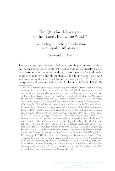 Ibn al Qayyim in the Malay Indonesian World Ibn al Qayyim in the Malay Indonesian World