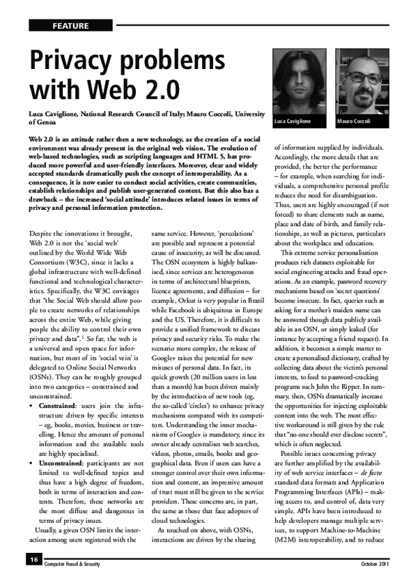 (PDF) Privacy problems with Web 2.0