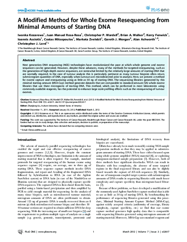 (PDF) A modified method for whole exome resequencing from minimal ...