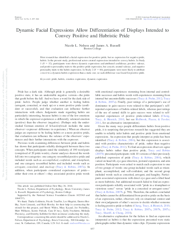 (PDF) Dynamic Facial Expressions Allow Differentiation of Displays ...