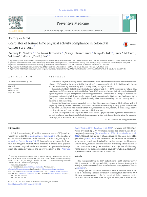 (PDF) Correlates of leisure time physical activity compliance in ...