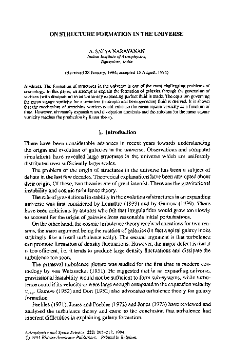 (PDF) On structure formation in the universe