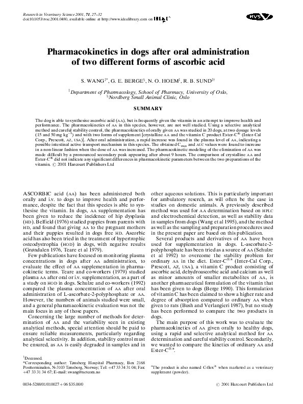 (PDF) in dogs after oral administration of two