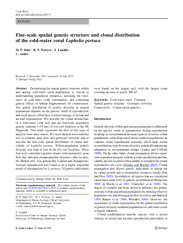 (PDF) Fine-scale spatial genetic structure and clonal distribution of ...