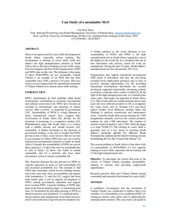 (PDF) Case study of a sustainable NGO