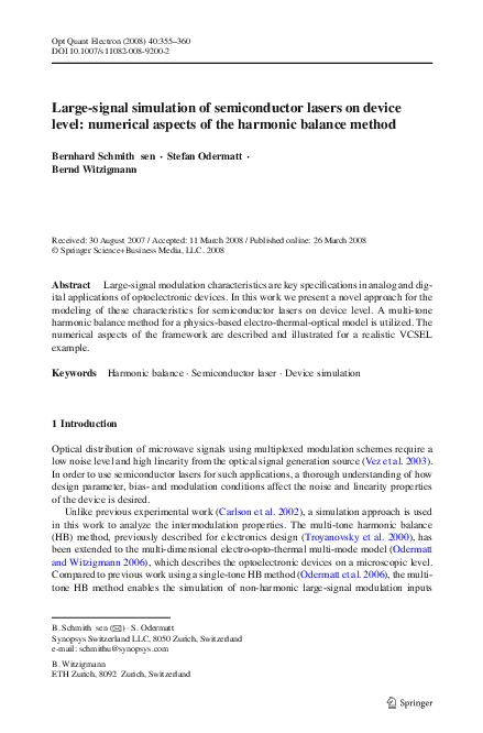 (PDF) Large-signal simulation of semiconductor lasers on device level ...