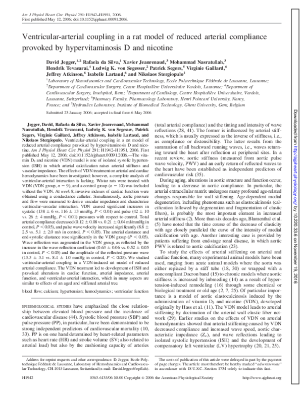 (PDF) Ventricular-arterial coupling in a rat model of reduced arterial ...