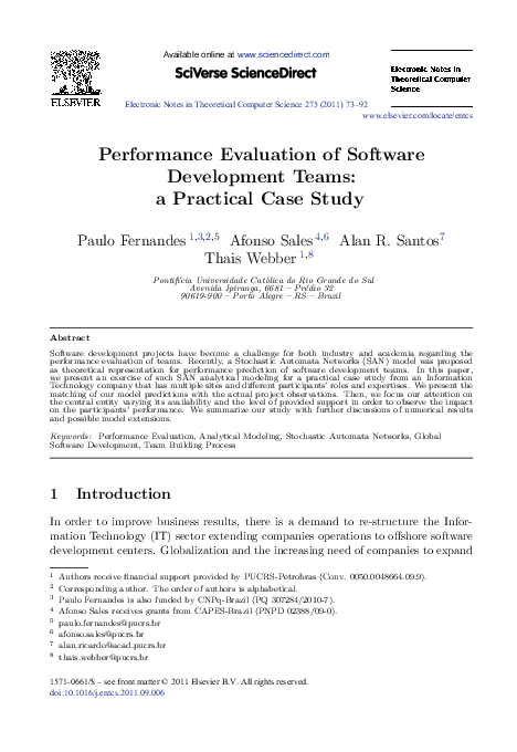 (PDF) Performance Evaluation of Software Development Teams: a Practical ...