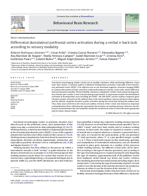 (PDF) Differential dorsolateral prefrontal cortex activation during a ...