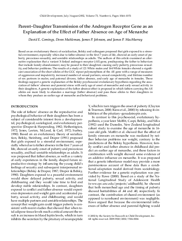 (PDF) Parent-Daughter Transmission of the Androgen Receptor Gene as an ...