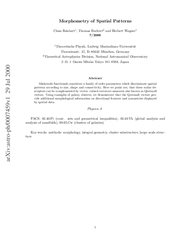 (PDF) Morphometry of spatial patterns