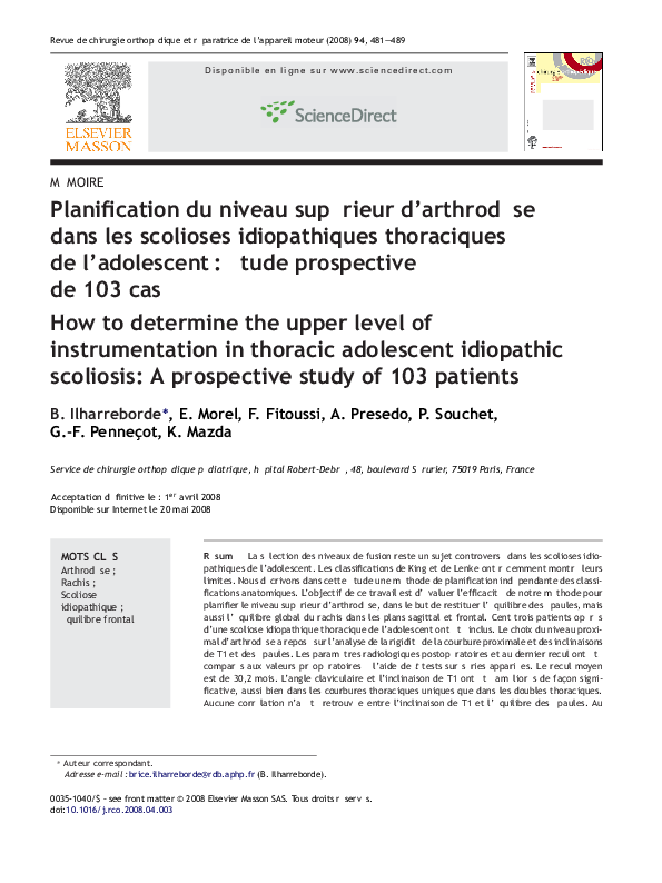 (PDF) How to determine the upper level of instrumentation in Lenke ...